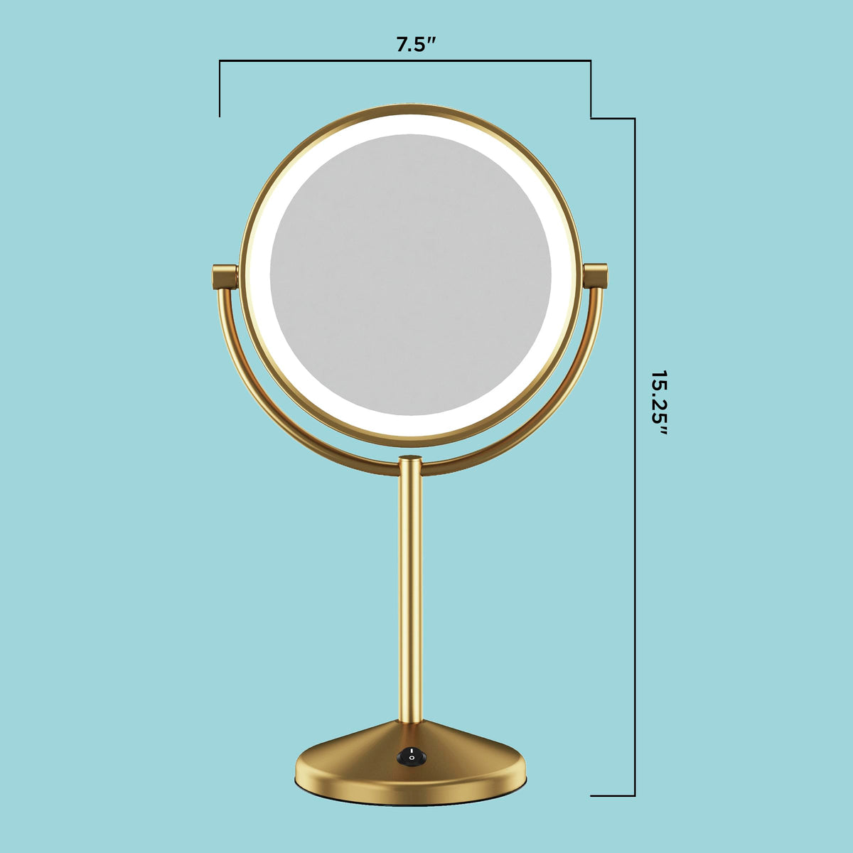 Conair Lighted LED Vanity Mirror 1X/10X Magnifying Brushed Brass