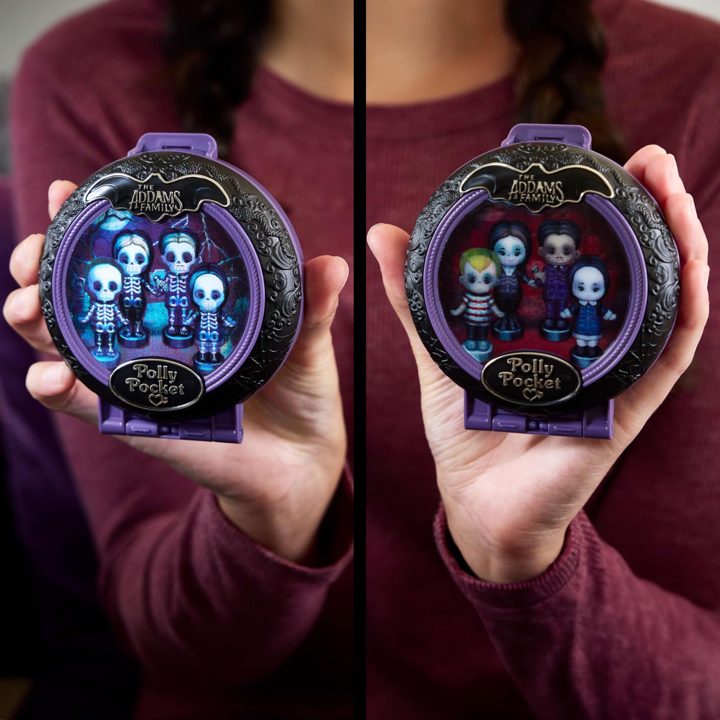 Polly Pocket Collector Playset, The Addams Family Compact with 4 Special Edition Character Dolls and 1 Accessory