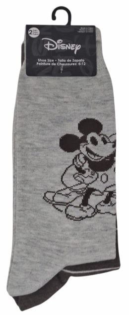 Disney Mickey Mouse Men's Crew Socks, 2-Pair Pack, Shoe Size 6-12