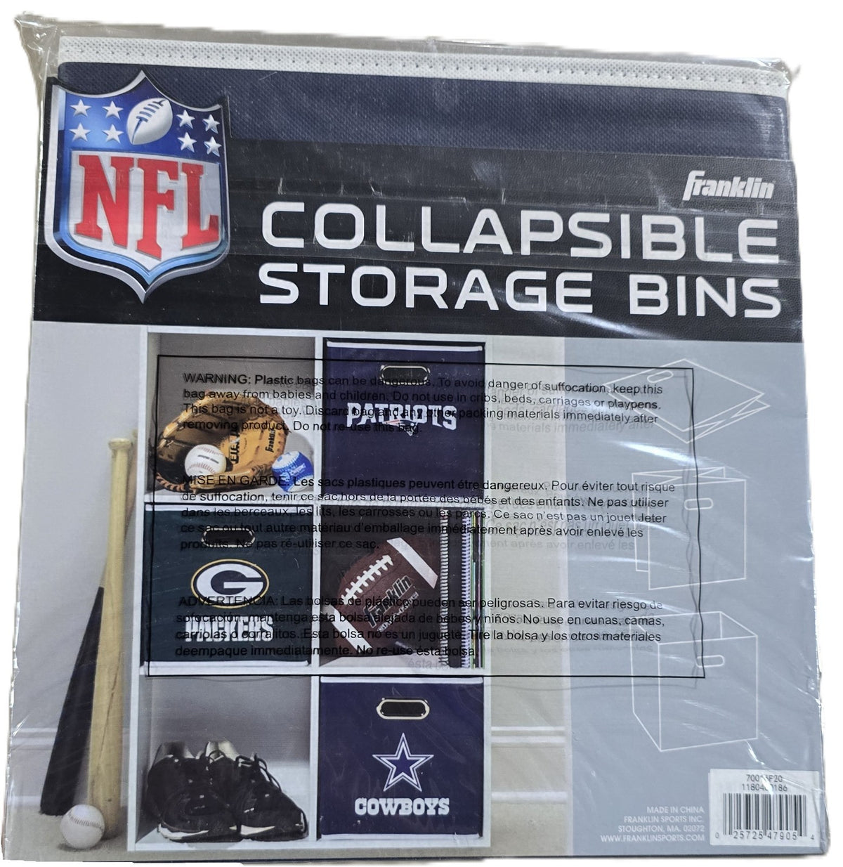 Franklin NFL Indianapolis Colts Collapsible Storage Bin 11x10.5x10.5IN