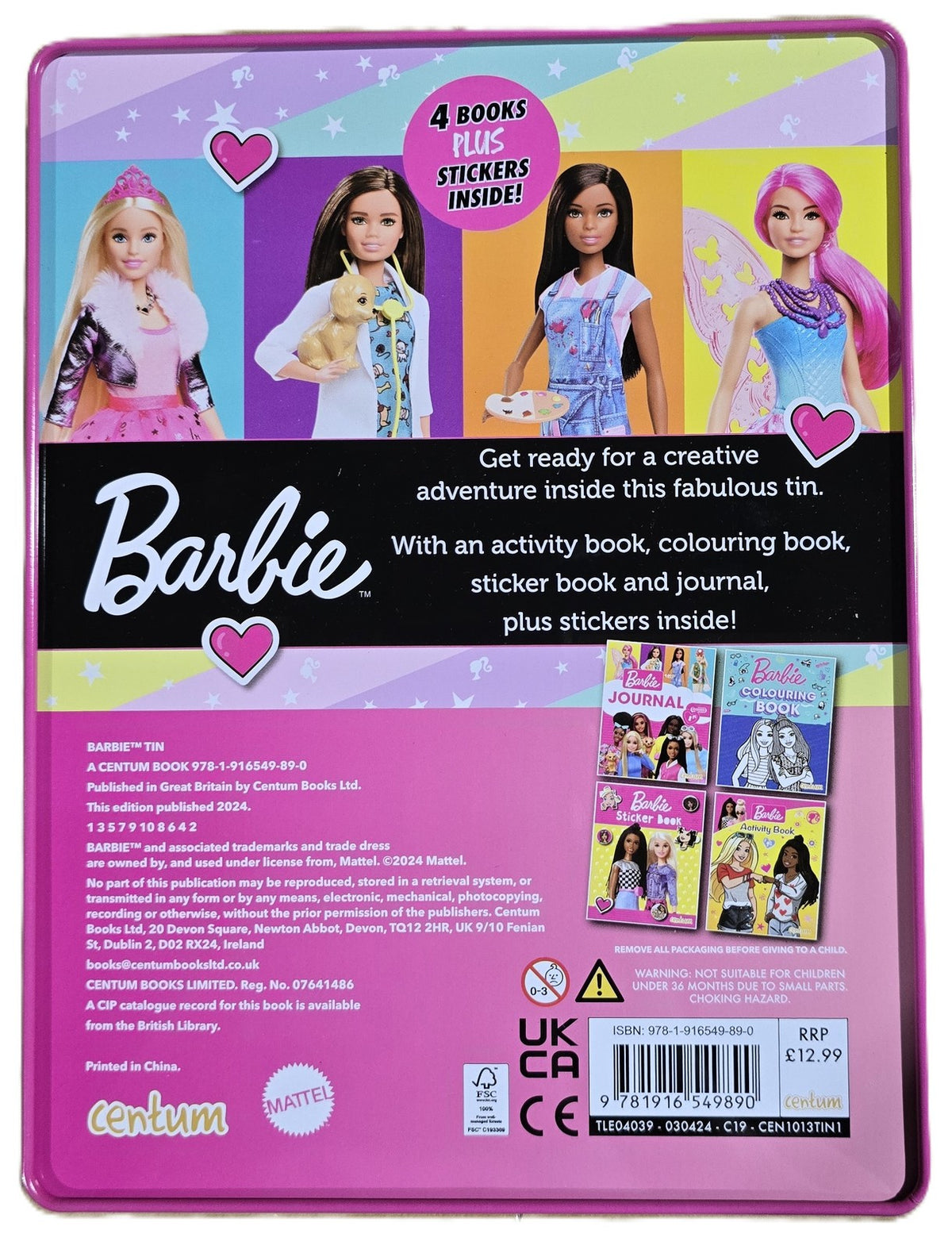 Barbie Activity Tin of Books with 4 Activity Books and Stickers
