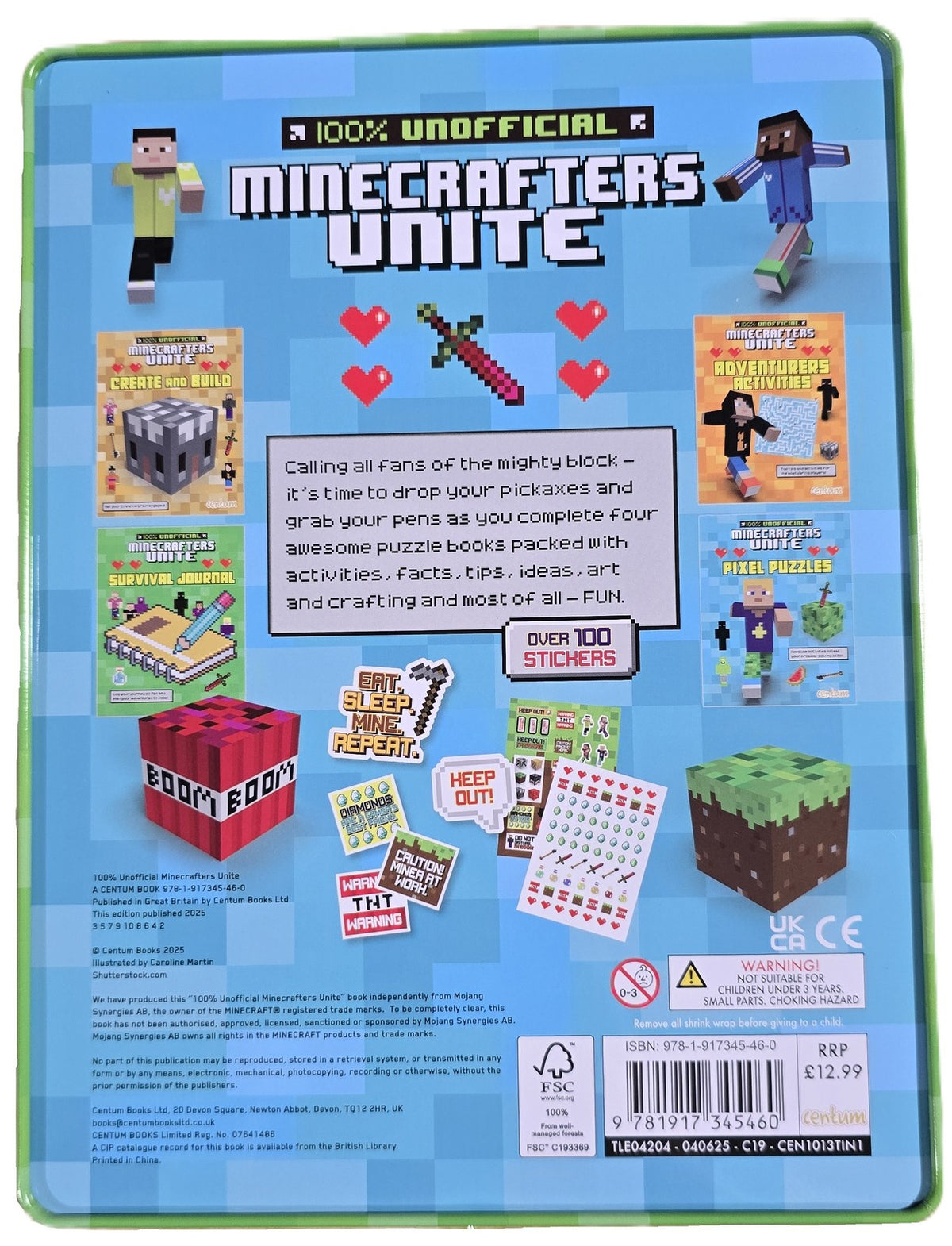 Centum Books Minecraft Tin of Books with 4 Books and Over 100 Stickers
