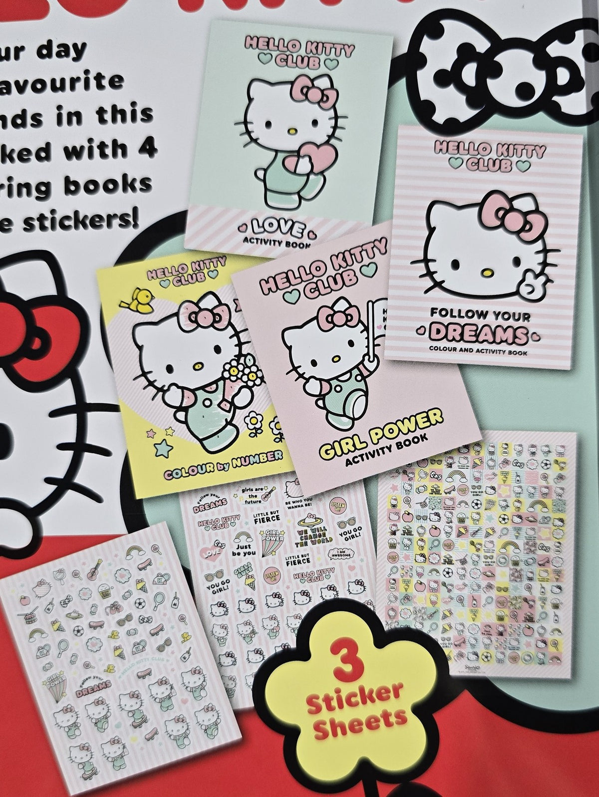 Hello Kitty Tin of Books with 4 Activity Books and 3 Sticker Sheets