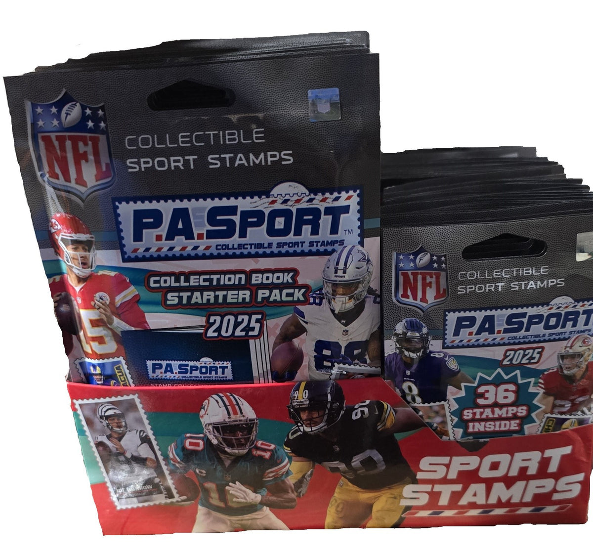 P.A. Sport NFL Stamp Collectible Book 2025 Starter Pack with Additional Display