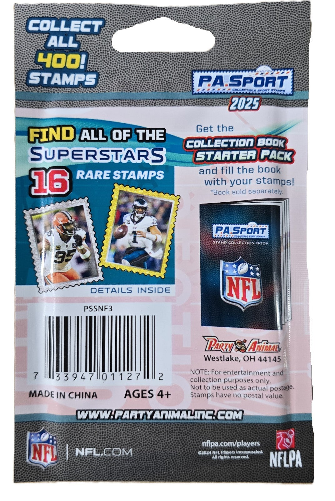 P.A. Sport NFL Stamp Collectible Book 2025 Starter Pack with Additional Display