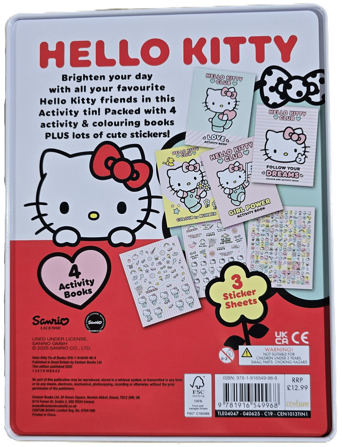 Hello Kitty Tin of Books with 4 Activity Books and 3 Sticker Sheets