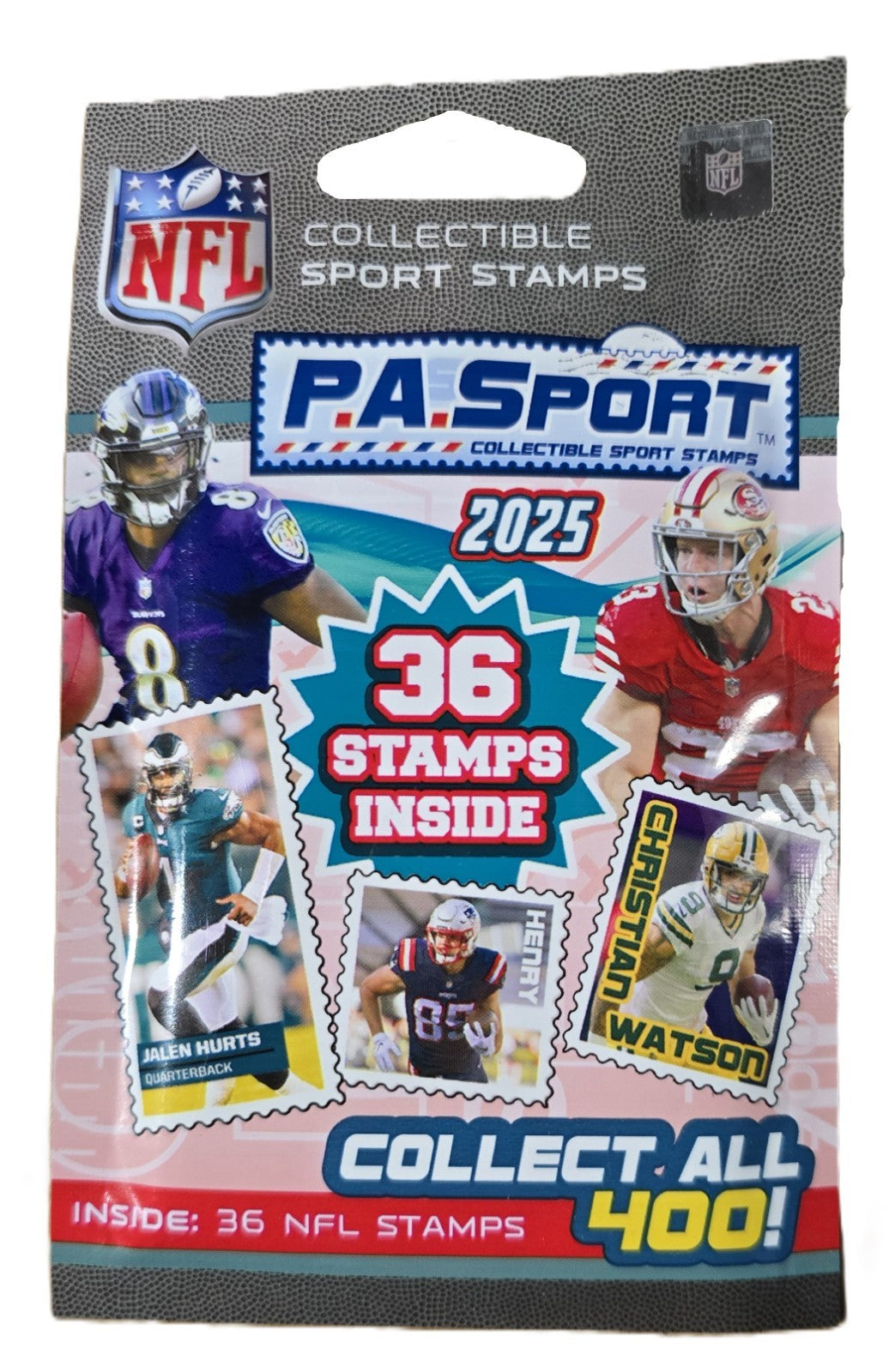 P.A. Sport NFL Stamp Collectible Book 2025 Starter Pack with Additional Display