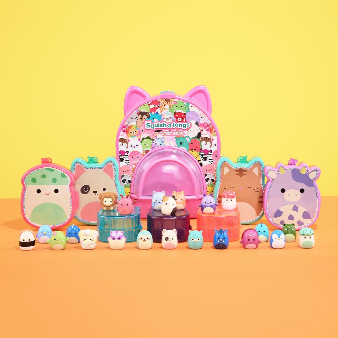Squish-a-longs Party Pack On-The-Go Playset, Series 1, Three 1” Mini-Squish