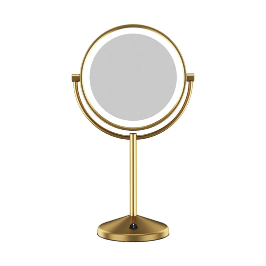 Conair Lighted LED Vanity Mirror 1X/10X Magnifying Brushed Brass