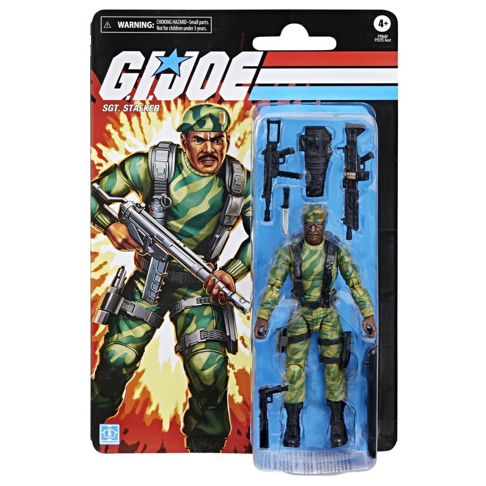 G.I. Joe Classified Series Retro Cardback SGT. Stalker, Collectible 6 Inch Action Figure with 8 Accessories