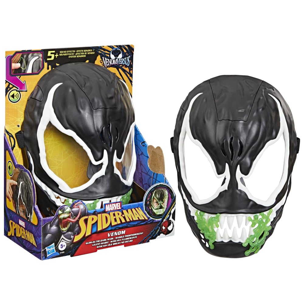 Marvel Spider-Man VenomVersus Venom Glow-in-The-Dark Mask for Role Play, Super Hero Toys for Kids, Ages 5+