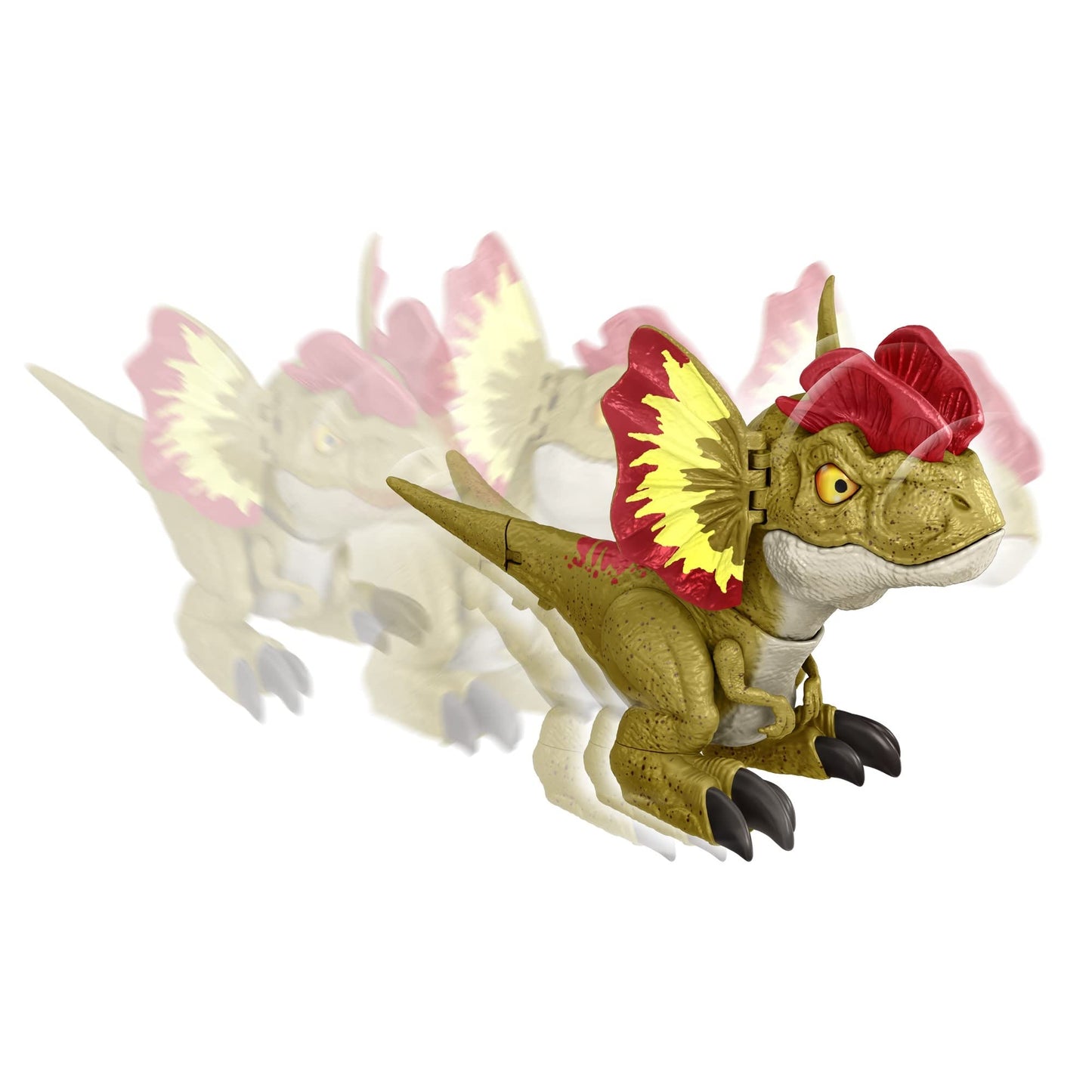 Mattel Jurassic World Dominion Uncaged Dinosaur Toy with Chomp Motion & Roar Sound, Rowdy Roars Dilophosaurus Dino Action Figure