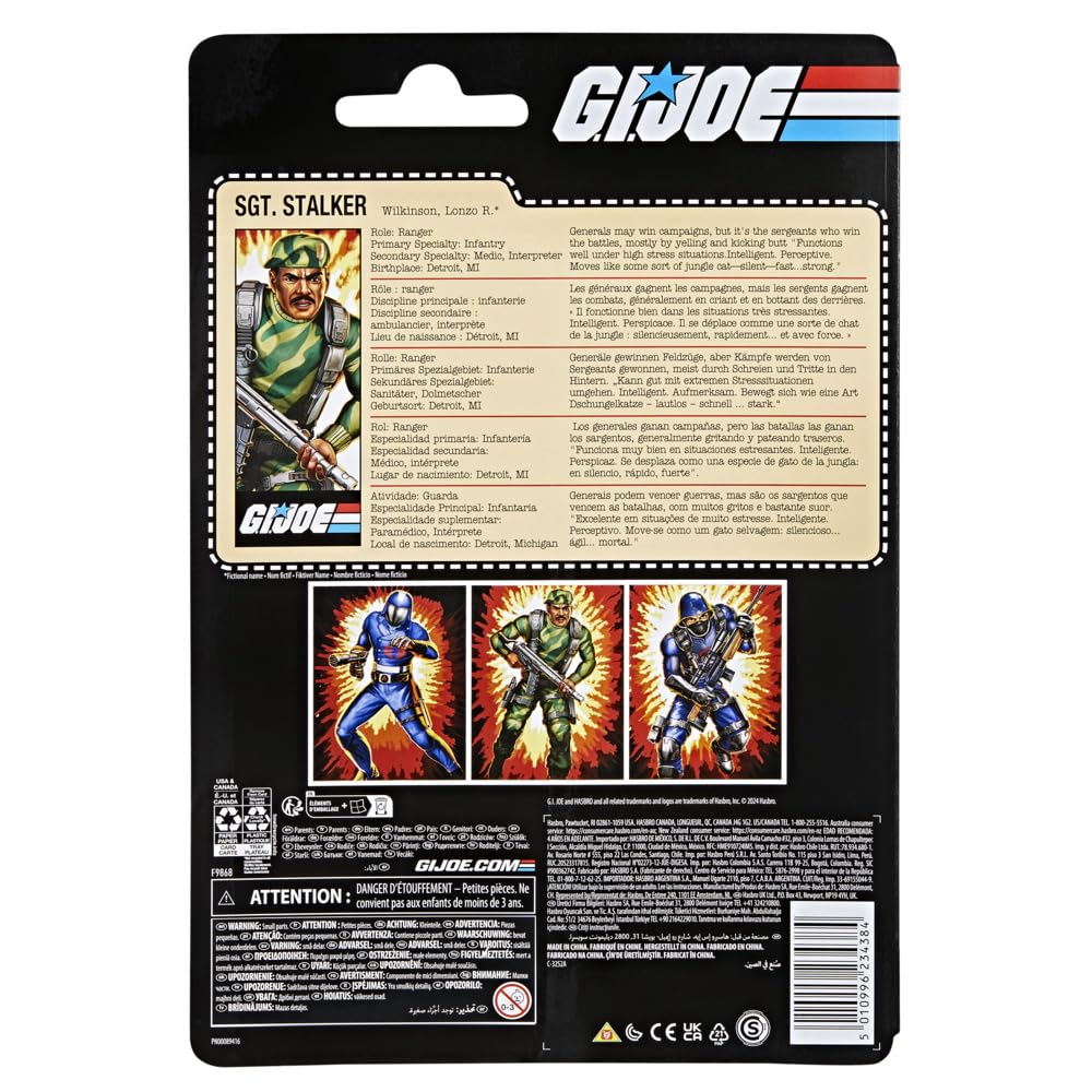 G.I. Joe Classified Series Retro Cardback SGT. Stalker, Collectible 6 Inch Action Figure with 8 Accessories