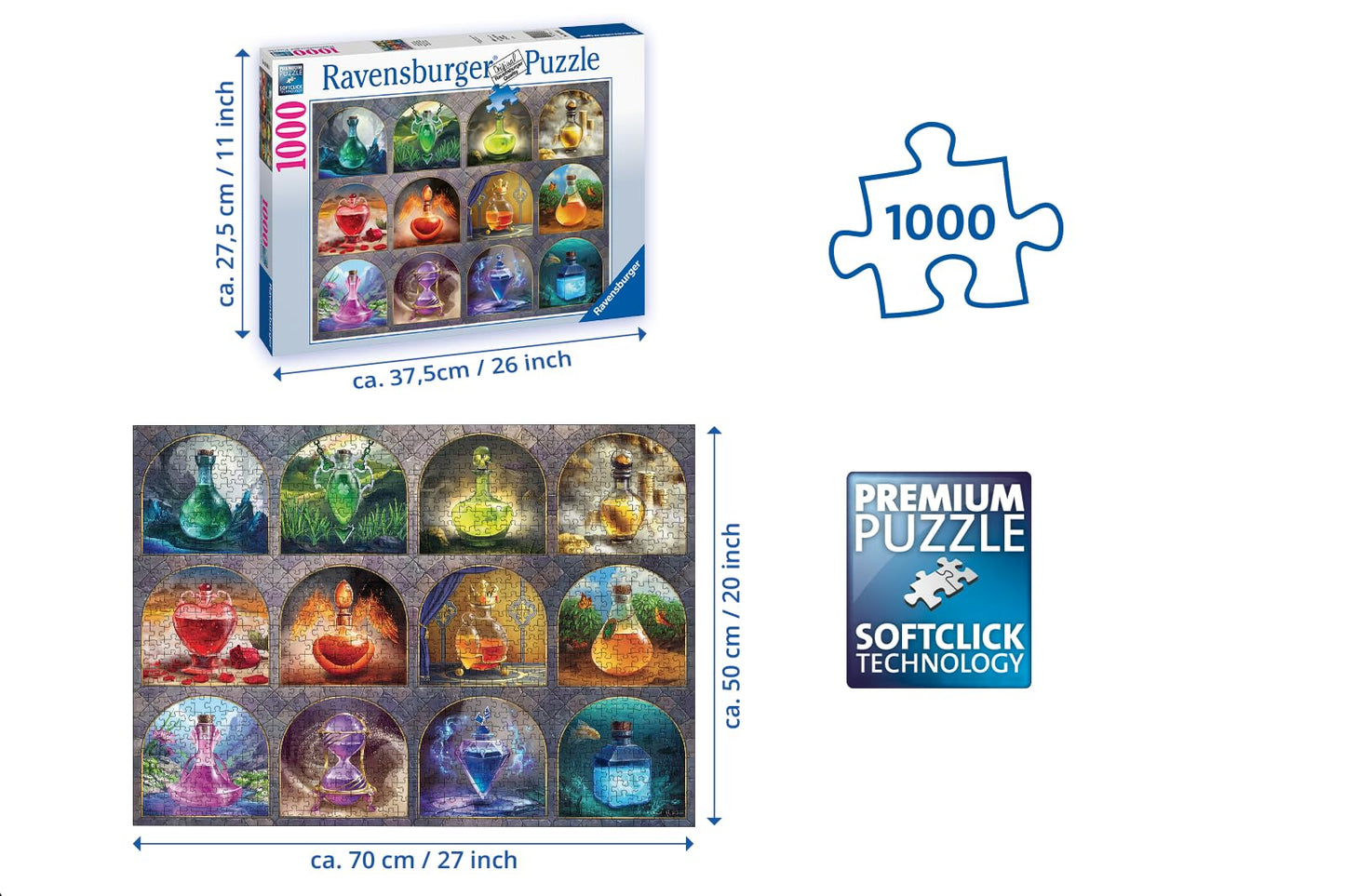 Ravensburger Magical Potions 1000 Piece Jigsaw Puzzle for Adults - 16816 - Every Piece is Unique, Softclick Technology Means Pieces Fit Together Perfectly