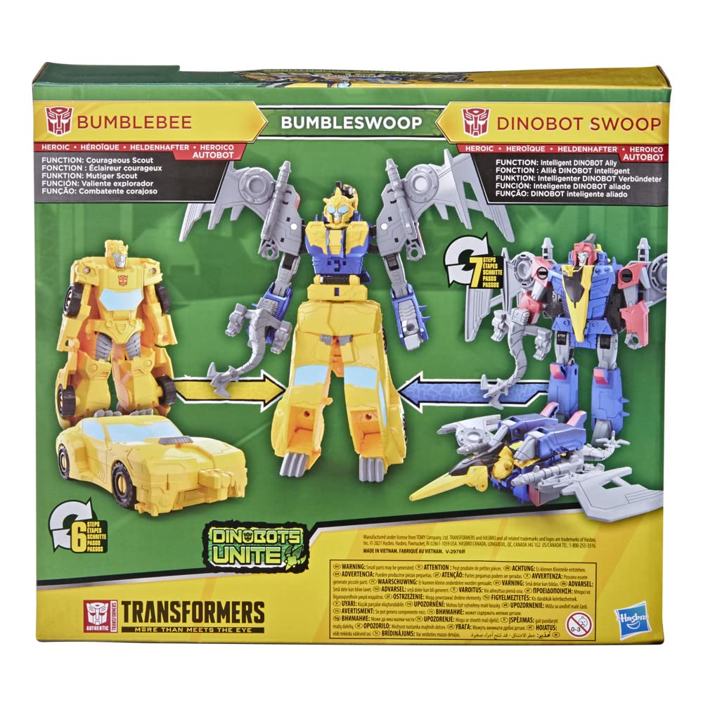 Transformers Bumblebee Cyberverse Adventures Dinobots Unite Toys Dino Combiners Bumbleswoop 2-Pack Action Figures, Ages 6 and Up, 4.5-inch