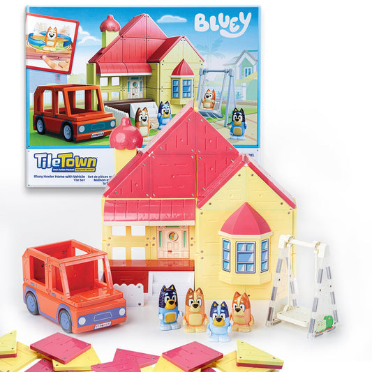 Tile Town Bluey Heeler Family Home Magnetic Tile Set 52 Pieces