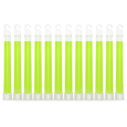 Swiss Safe Premium 6" Glow Sticks - Extra Bright, 12+ Hour Duration, Emergency Ready (Green 12-Pack)