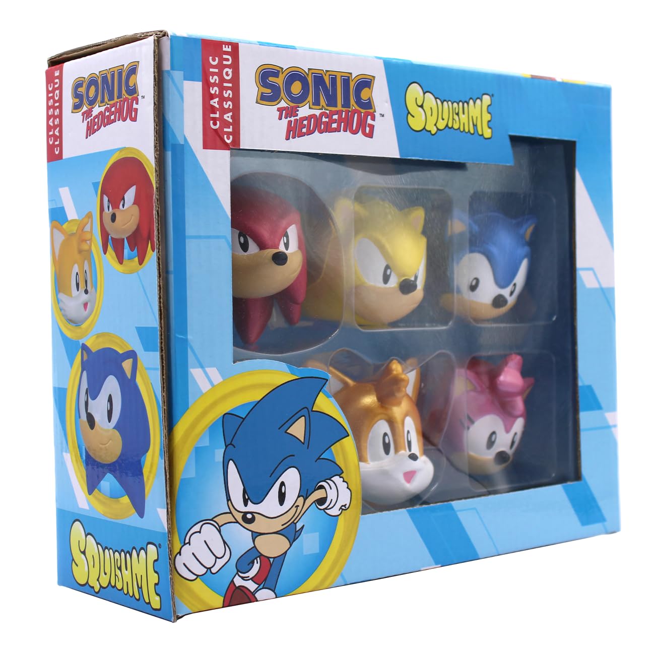 Sonic The Hedgehog SquishMe Series 1 Collector’s Box – 5‑Pack PU Foam Squishy Set | Includes Sonic, Tails, Knuckles, Amy Rose, Super Sonic | Strawberry‑Scented Stress & Fidget Toys