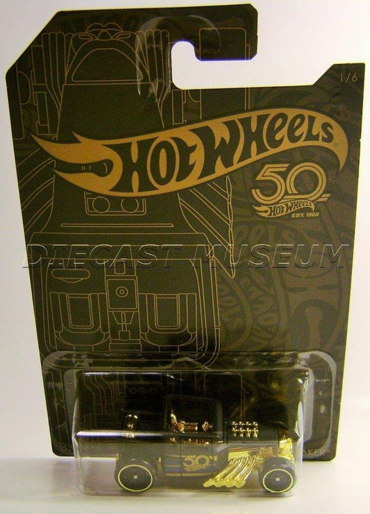 Hot Wheels 2018 50th Anniversary Black & Gold Series 1/64 Scale Diecast Model (Bone Shaker)