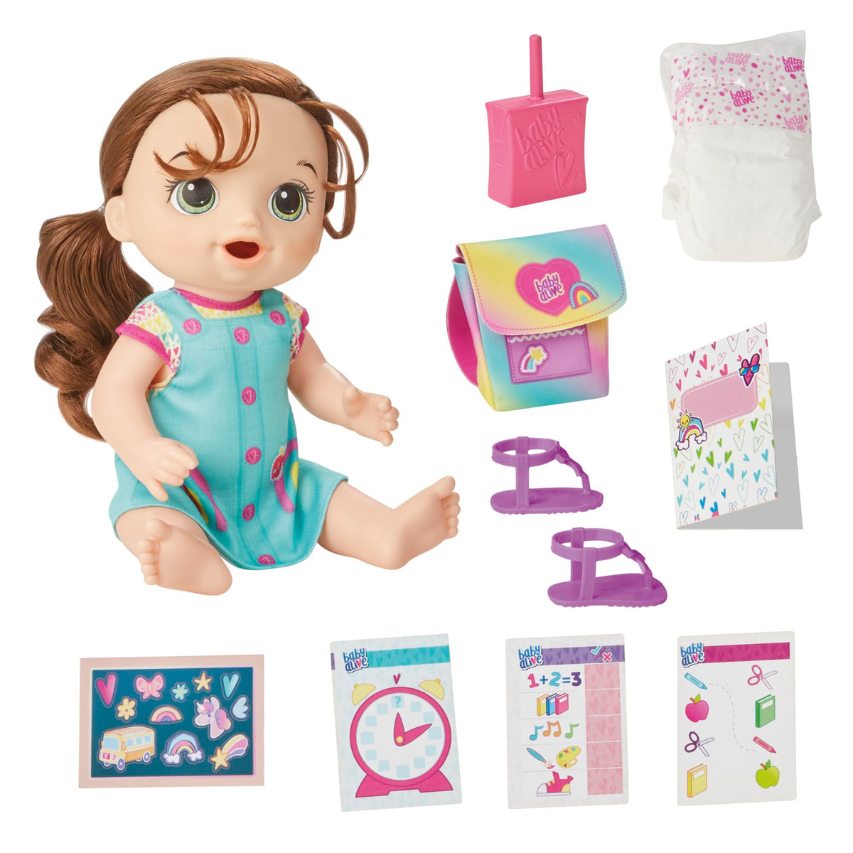 Baby Alive Time for School Baby Doll Set - 12", Brown Hair (Exclusive)
