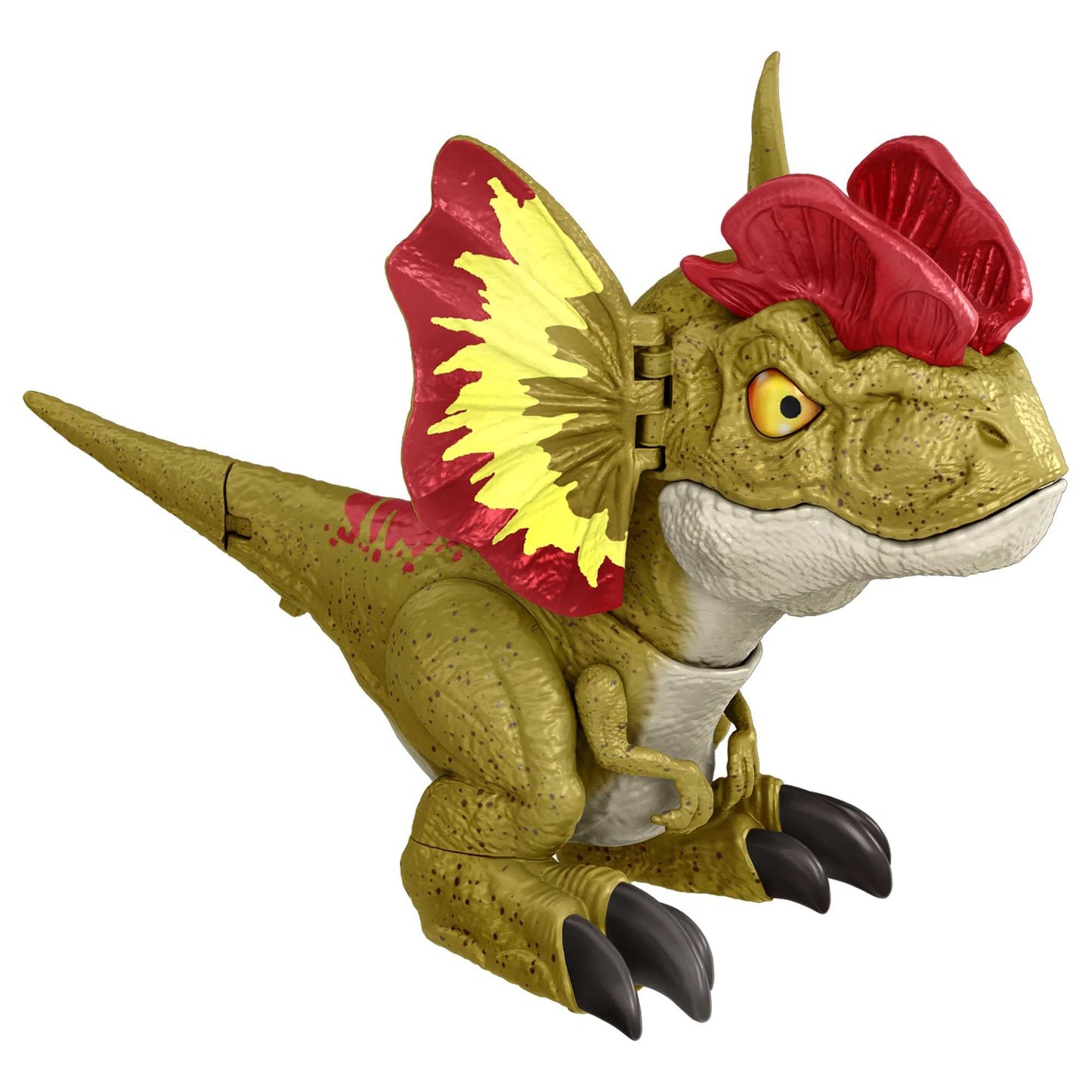 Mattel Jurassic World Dominion Uncaged Dinosaur Toy with Chomp Motion & Roar Sound, Rowdy Roars Dilophosaurus Dino Action Figure