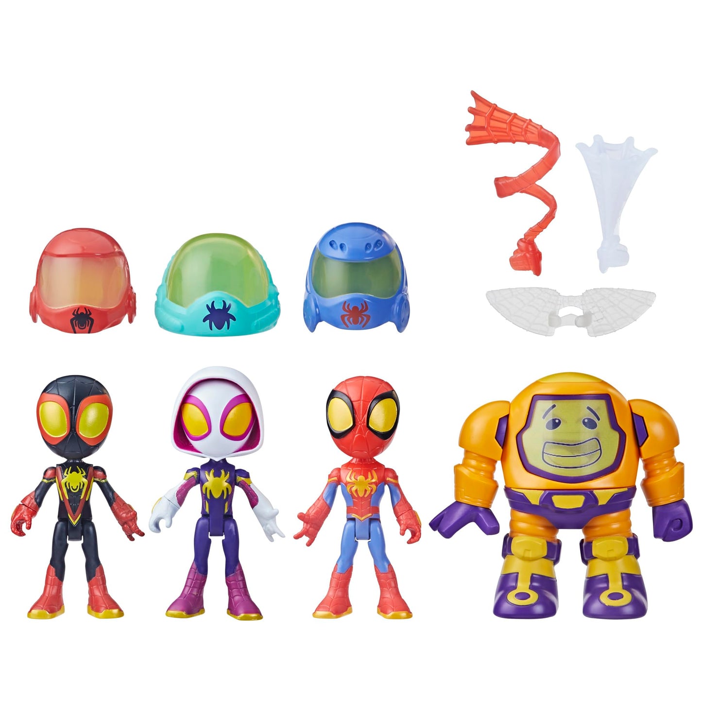 Spidey and his Amazing Friends Marvel Web-Spinners Gear Up for Adventure 4-Pack, 4-Inch Action Figures with 6 Accessories, Super Hero Toys for Kids 3+ (Amazon Exclusive)