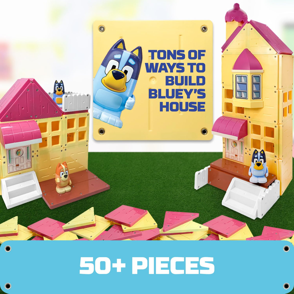 Tile Town Bluey Heeler Family Home Magnetic Tile Set 52 Pieces