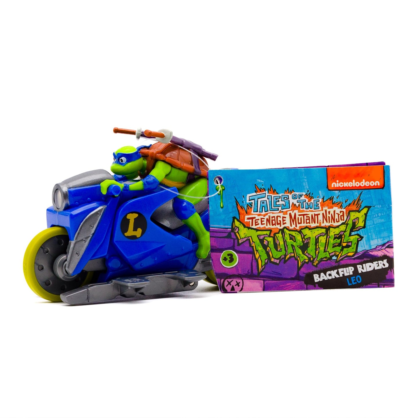Teenage Mutant Ninja Turtles Backflip Riders 4-Pack, TMNT Rev-Up Motorcycle Toy Vehicles with Backflip Stunt Action, Rubber Tires, Mutant Mayhem Toy Set for Kids Ages 5+