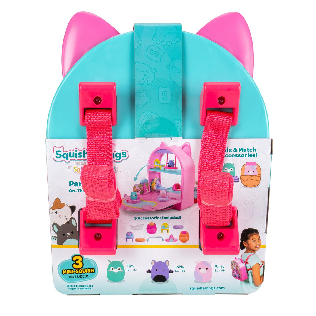 Squish-a-longs Party Pack On-The-Go Playset, Series 1, Three 1” Mini-Squish