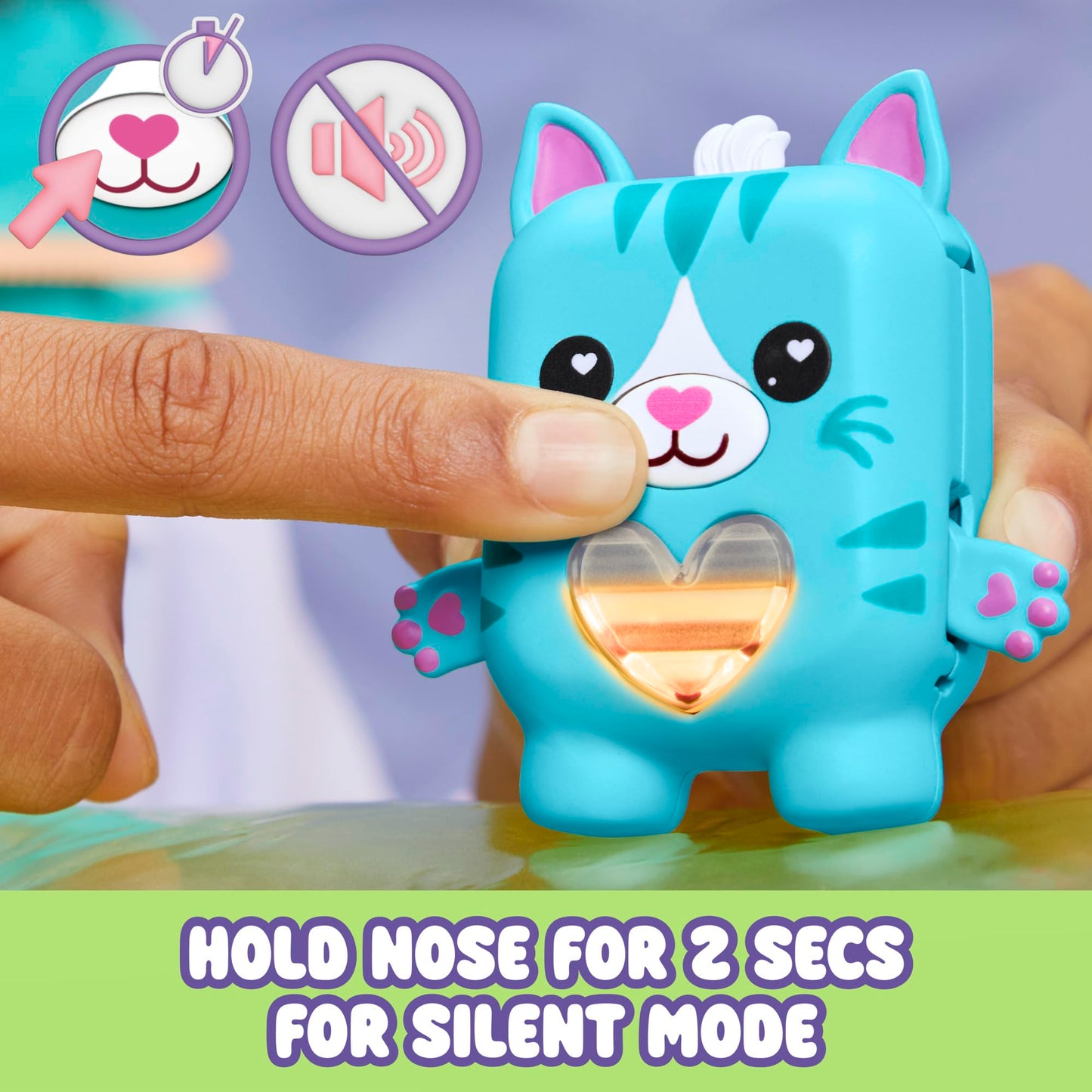 Nano-MALS Pawtricia The Blue Kitty, Electronic Pet Cat, 70+ Responses, Easter Basket Stuffers, Interactive Fidget Toy