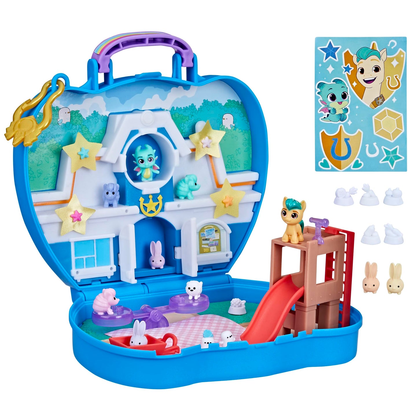 My Little Pony Mini World Magic Compact Creation Zephyr Heights Toy, Buildable Playset with Princess Pipp Petals Pony for Kids Ages 5 and Up