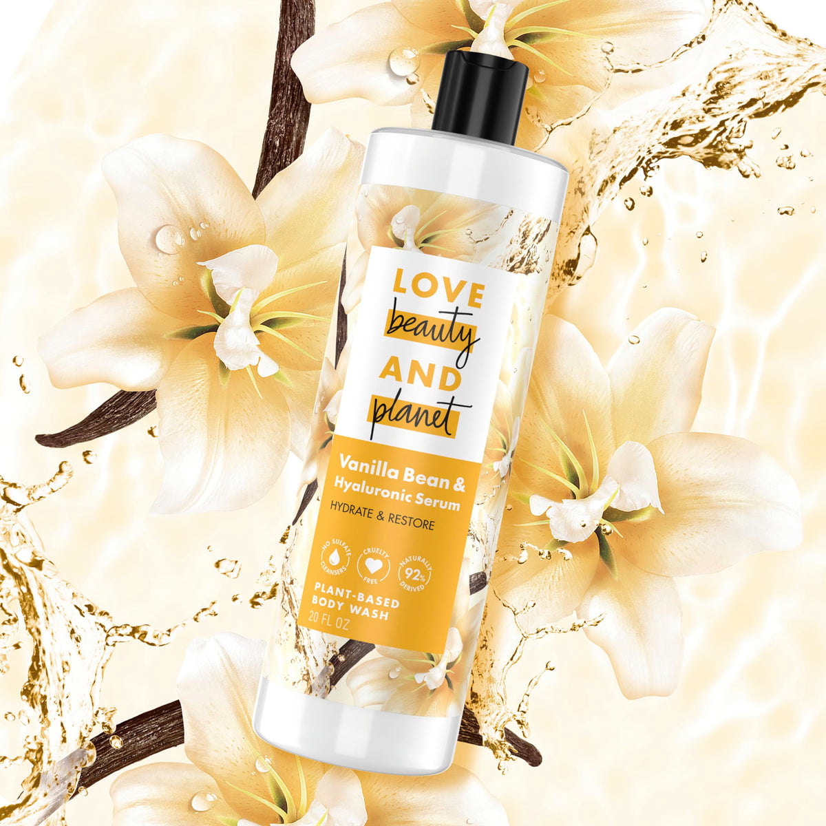 Love Beauty and Planet Body Wash Hydrate and Restore Vanilla Bean 20 oz