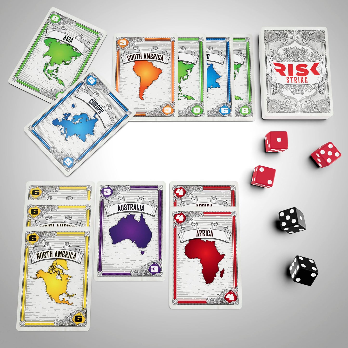 Hasbro Gaming Risk Strike Cards and Dice Game for Adults, Teens, and Kids, Quick-Playing Strategy Game, 2-5 Players, 20 Min. Average, Fun Summer Activities, Vacation Travel Essentials, Ages 10+