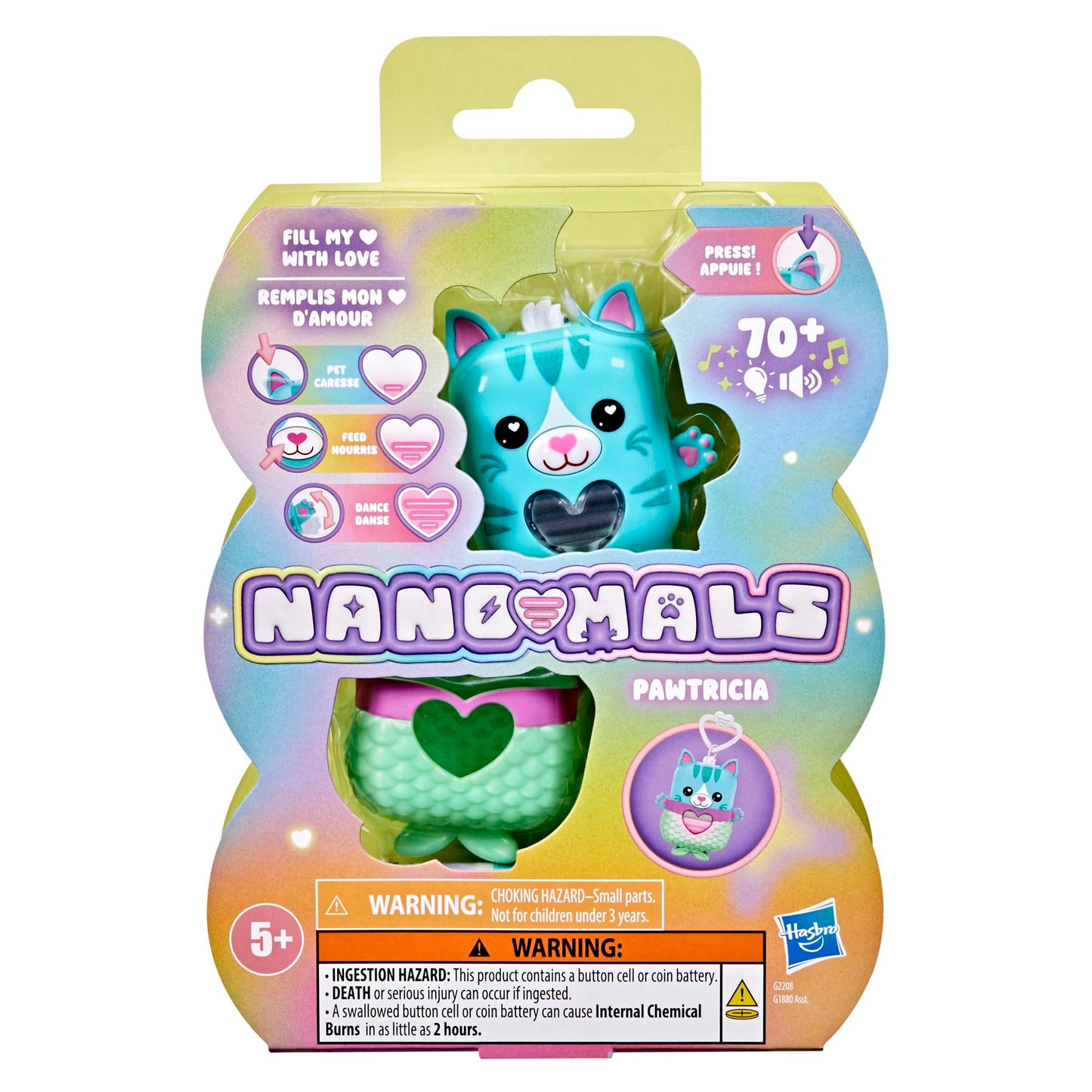 Nano-MALS Pawtricia The Blue Kitty, Electronic Pet Cat, 70+ Responses, Easter Basket Stuffers, Interactive Fidget Toy
