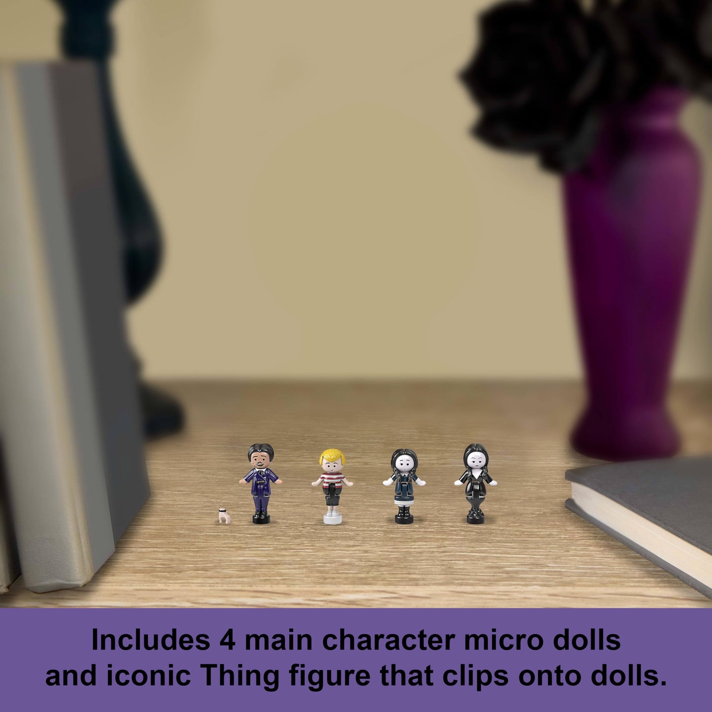 Polly Pocket Collector Playset, The Addams Family Compact with 4 Special Edition Character Dolls and 1 Accessory