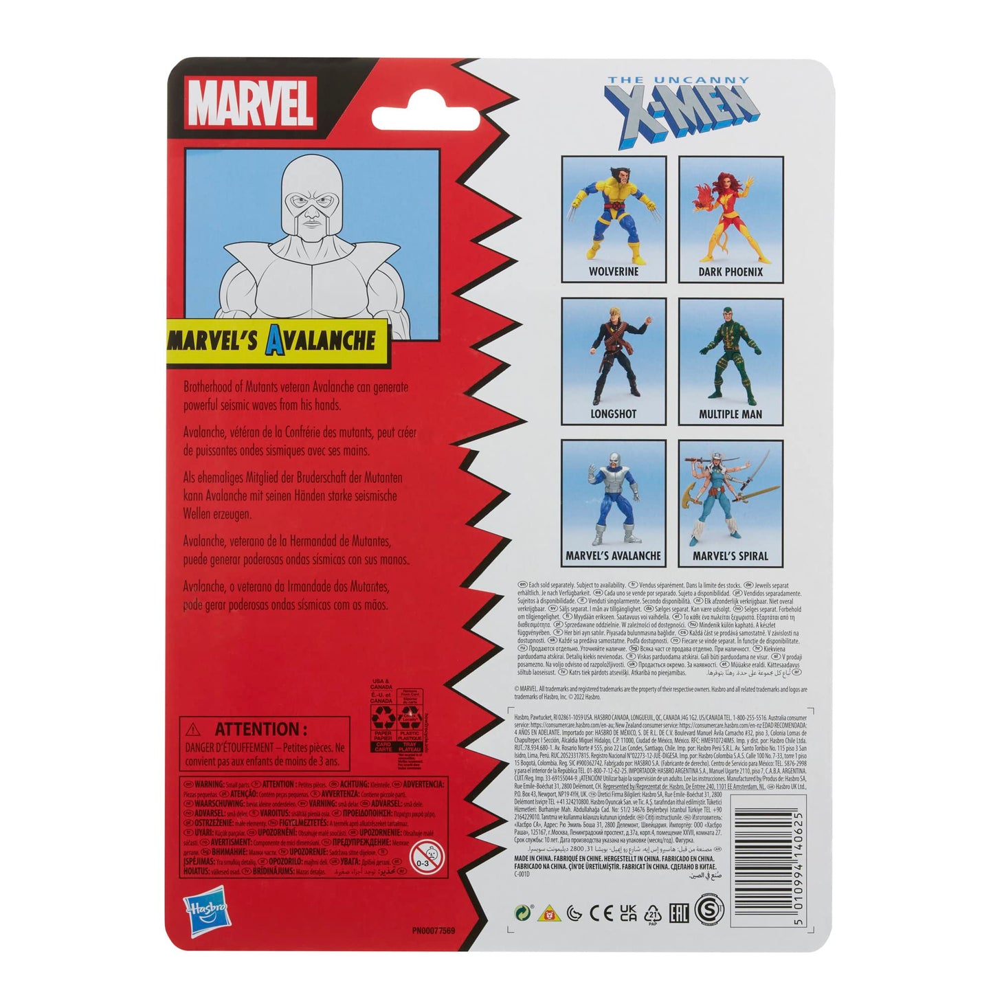 Marvel Legends Series X-Men Classic Avalanche 6-inch Action Figure Toy, for 4+ Years, 2 Accessories