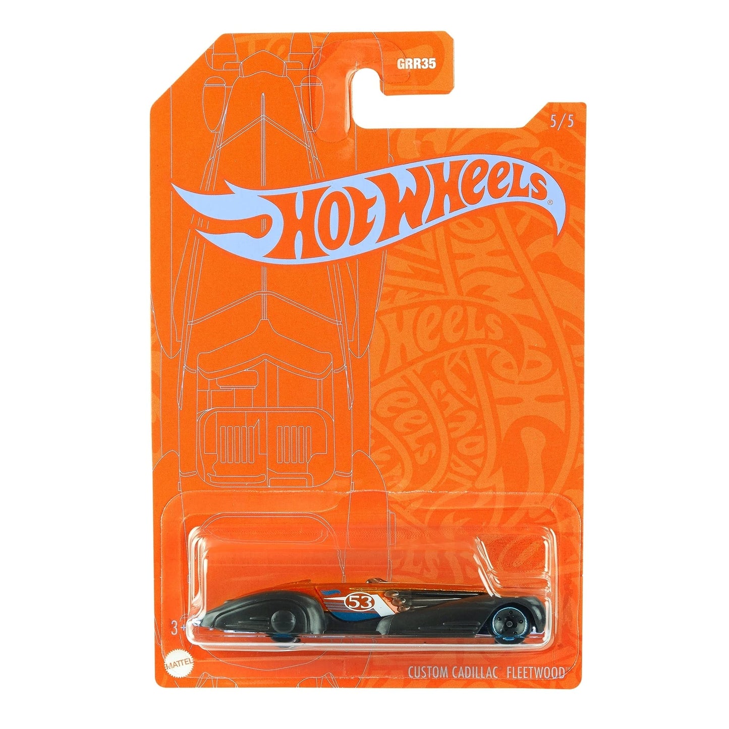 Hot Wheels Orange & Blue 53rd Anniversary Custom Cadillac Fleetwood 5/5 DieCast 1:64th Scale