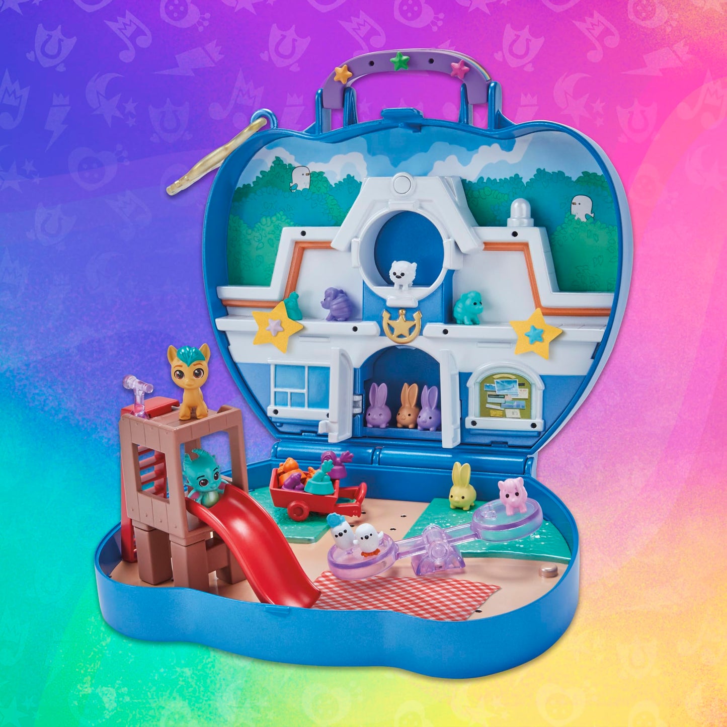 My Little Pony Mini World Magic Compact Creation Zephyr Heights Toy, Buildable Playset with Princess Pipp Petals Pony for Kids Ages 5 and Up