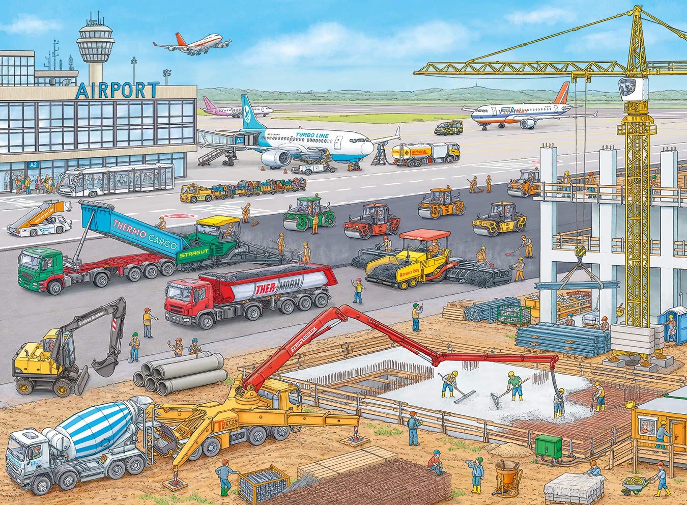 Ravensburger Construction at The Airport Jigsaw Puzzles - Enhanced Kid's Cognitive Development | Unique Puzzle Pieces for Holidays and Birthdays