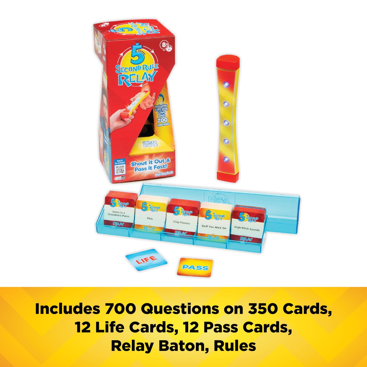 5 Second Rule Relay - Family Party Game - Electronic Relay Baton - Shout It Out & Pass It Fast! - for 2 or More Players, for Kids Ages 8 and Up