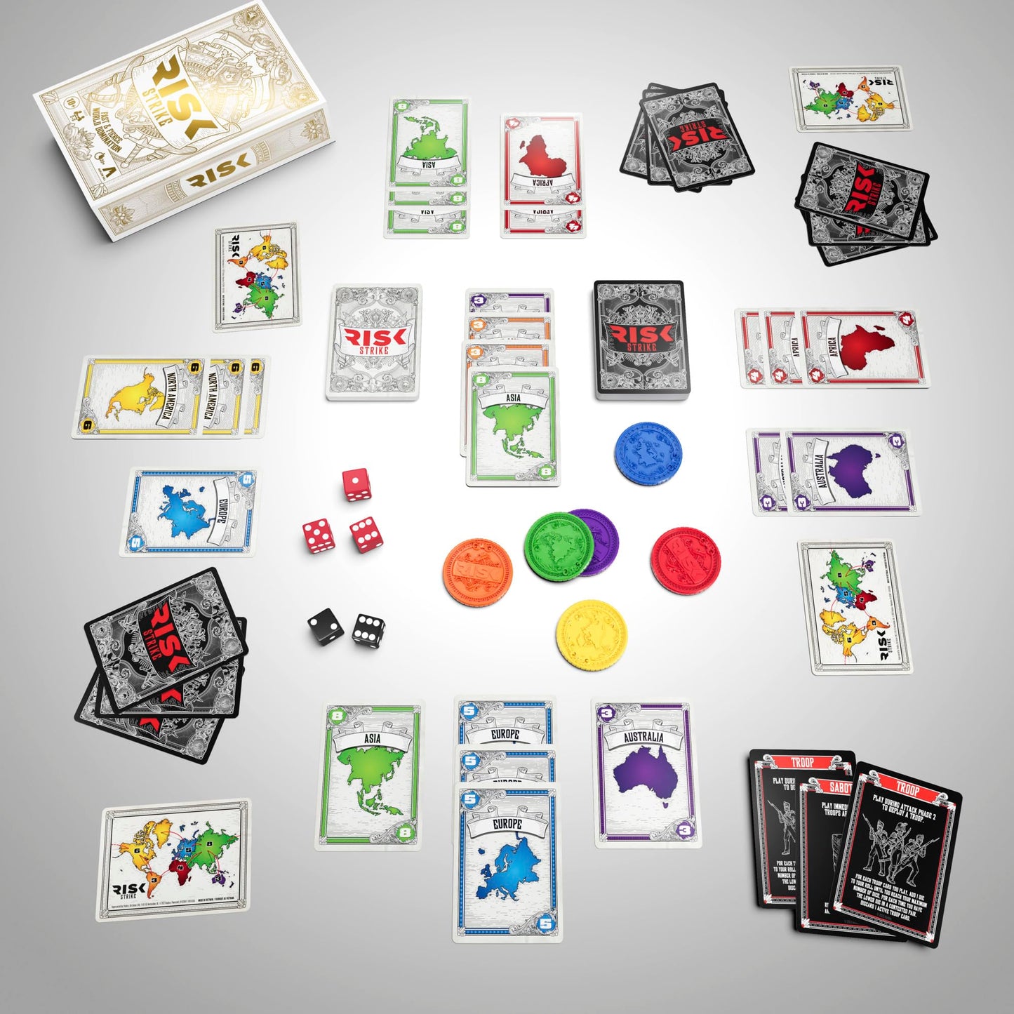 Hasbro Gaming Risk Strike Cards and Dice Game for Adults, Teens, and Kids, Quick-Playing Strategy Game, 2-5 Players, 20 Min. Average, Fun Summer Activities, Vacation Travel Essentials, Ages 10+