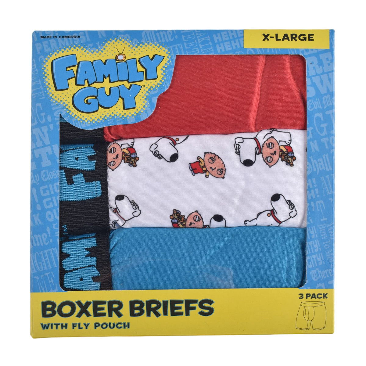 Family Guy Men's 3-pack Comfort Boxer Brief Underwear Large