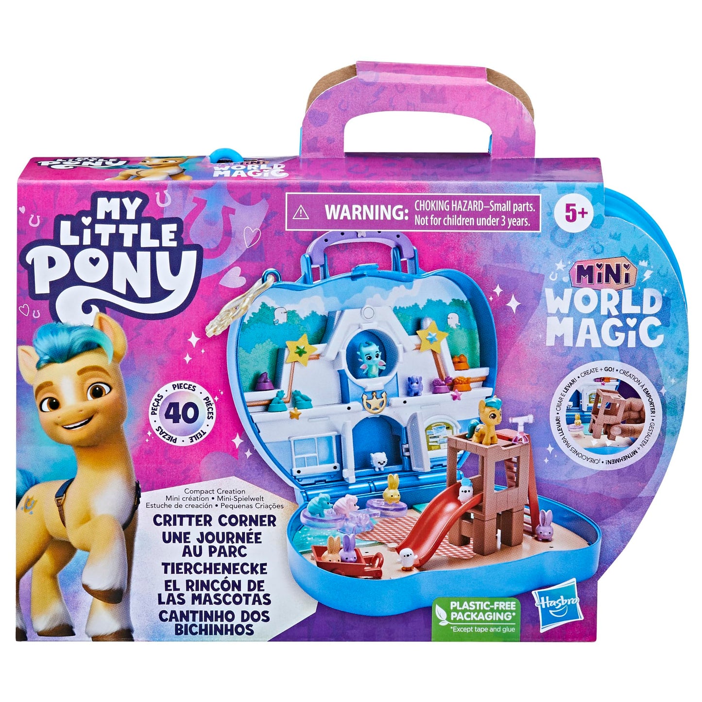 My Little Pony Mini World Magic Compact Creation Zephyr Heights Toy, Buildable Playset with Princess Pipp Petals Pony for Kids Ages 5 and Up