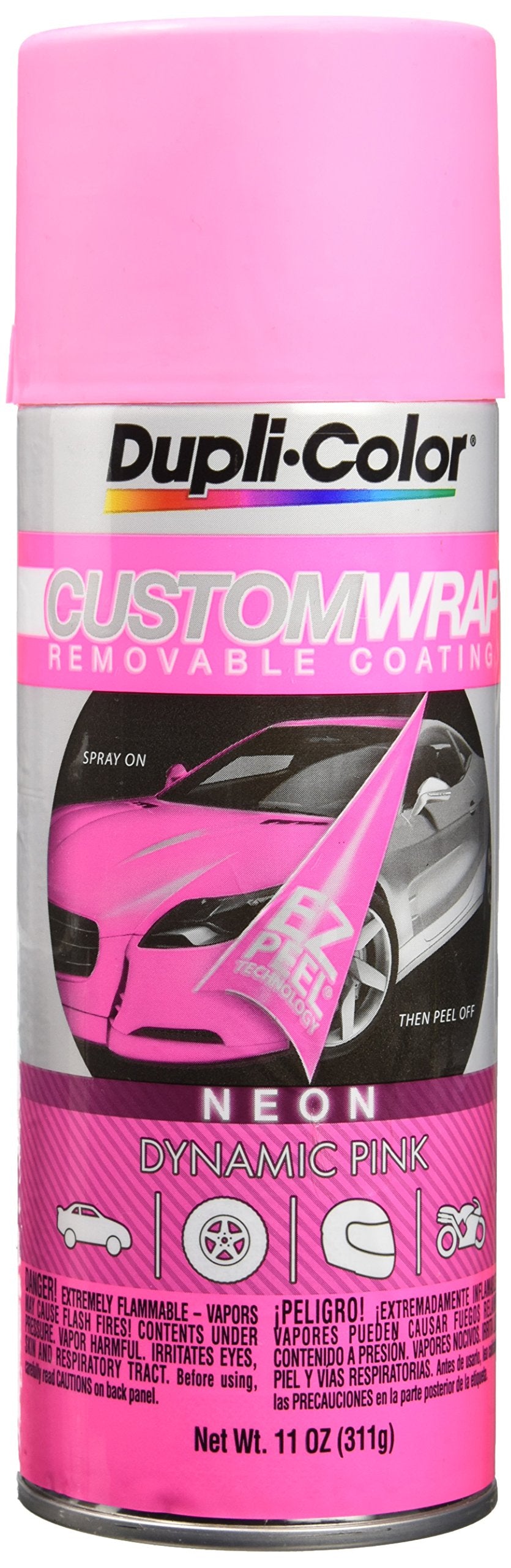 Dupli-Color ECWRC8650 Custom Wrap Neon Removable Automotive Paint - Dynamic Pink Spray Paint - 11 oz. Aerosol Can