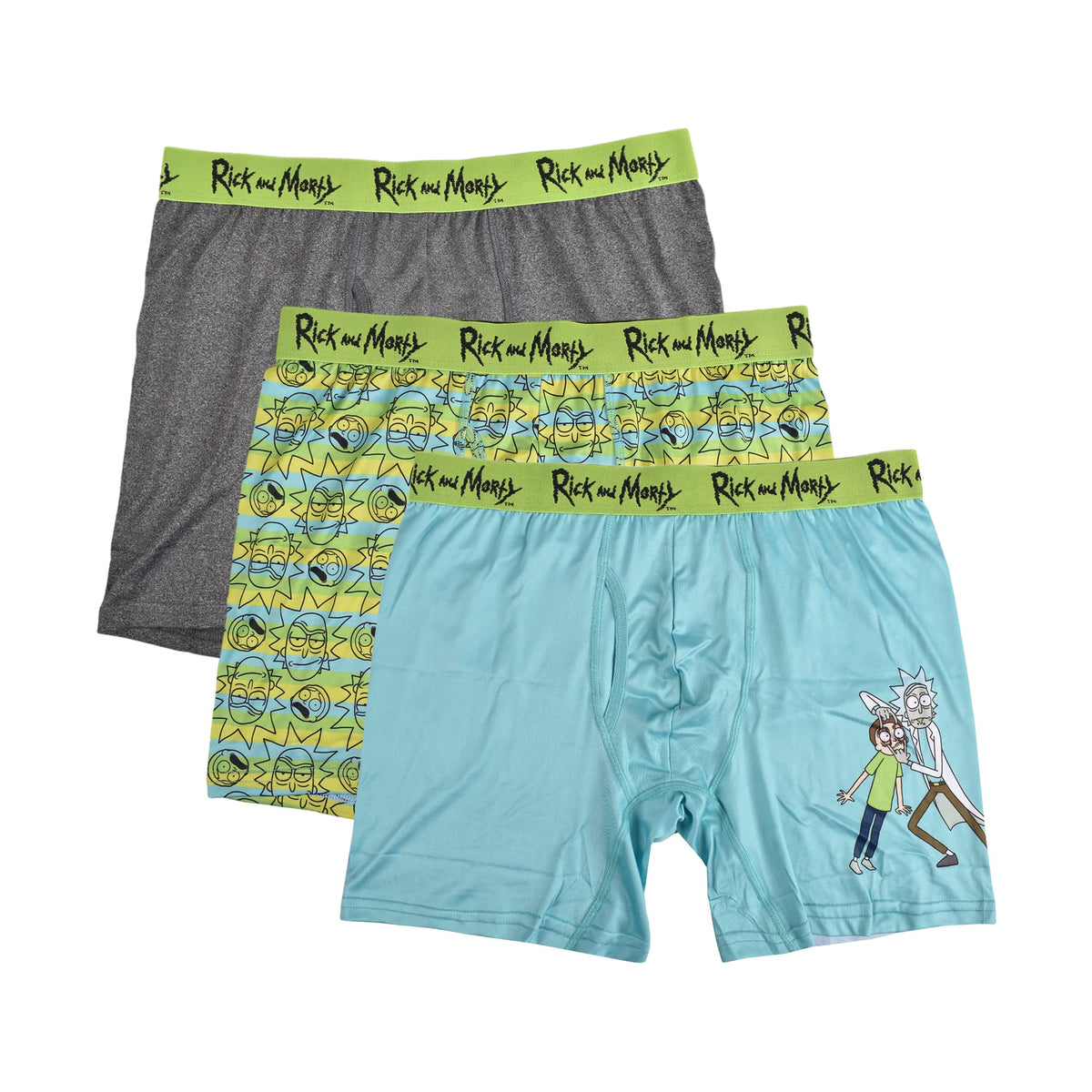 Rick and Morty Men's 3-Pack Comfort Boxer Brief Underwear, Small