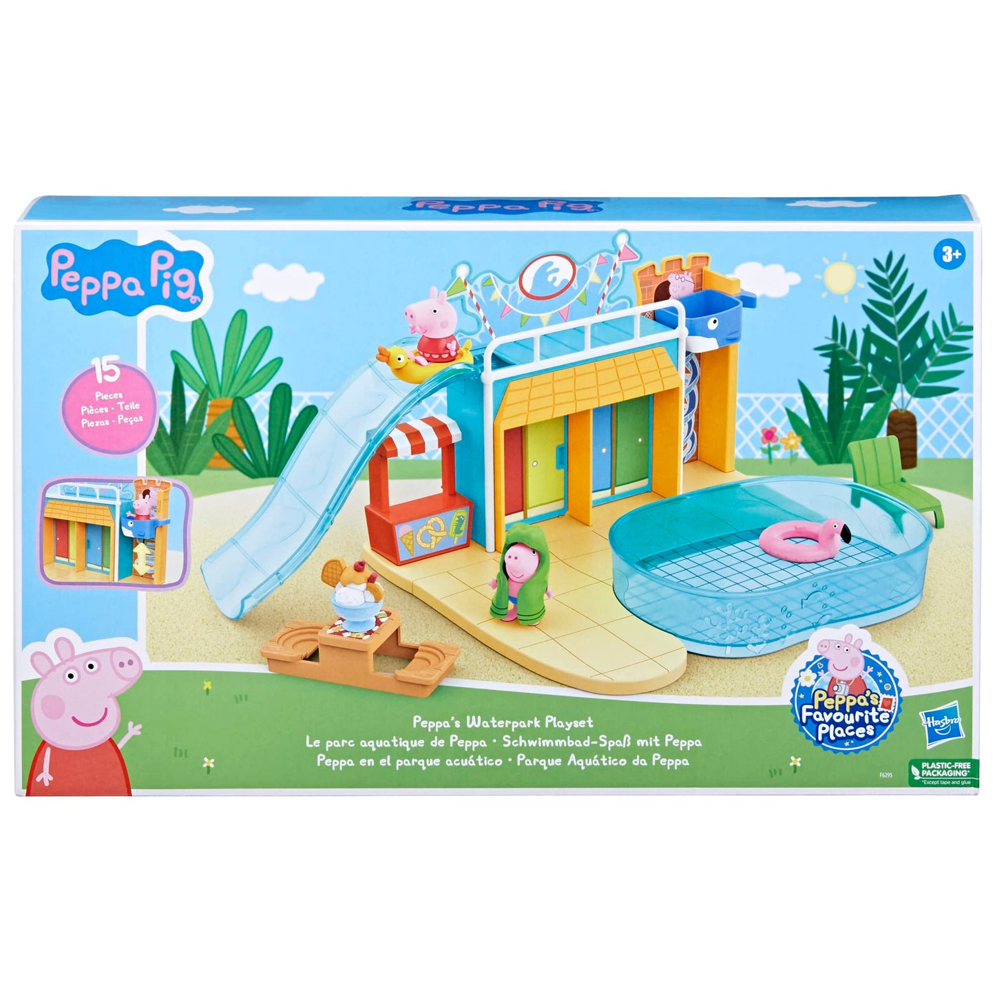 Peppa Pig Toys Peppa's Waterpark Playset, Playset with 2 Figures, Preschool Toys for 3 Year Old Girls and Boys and Up