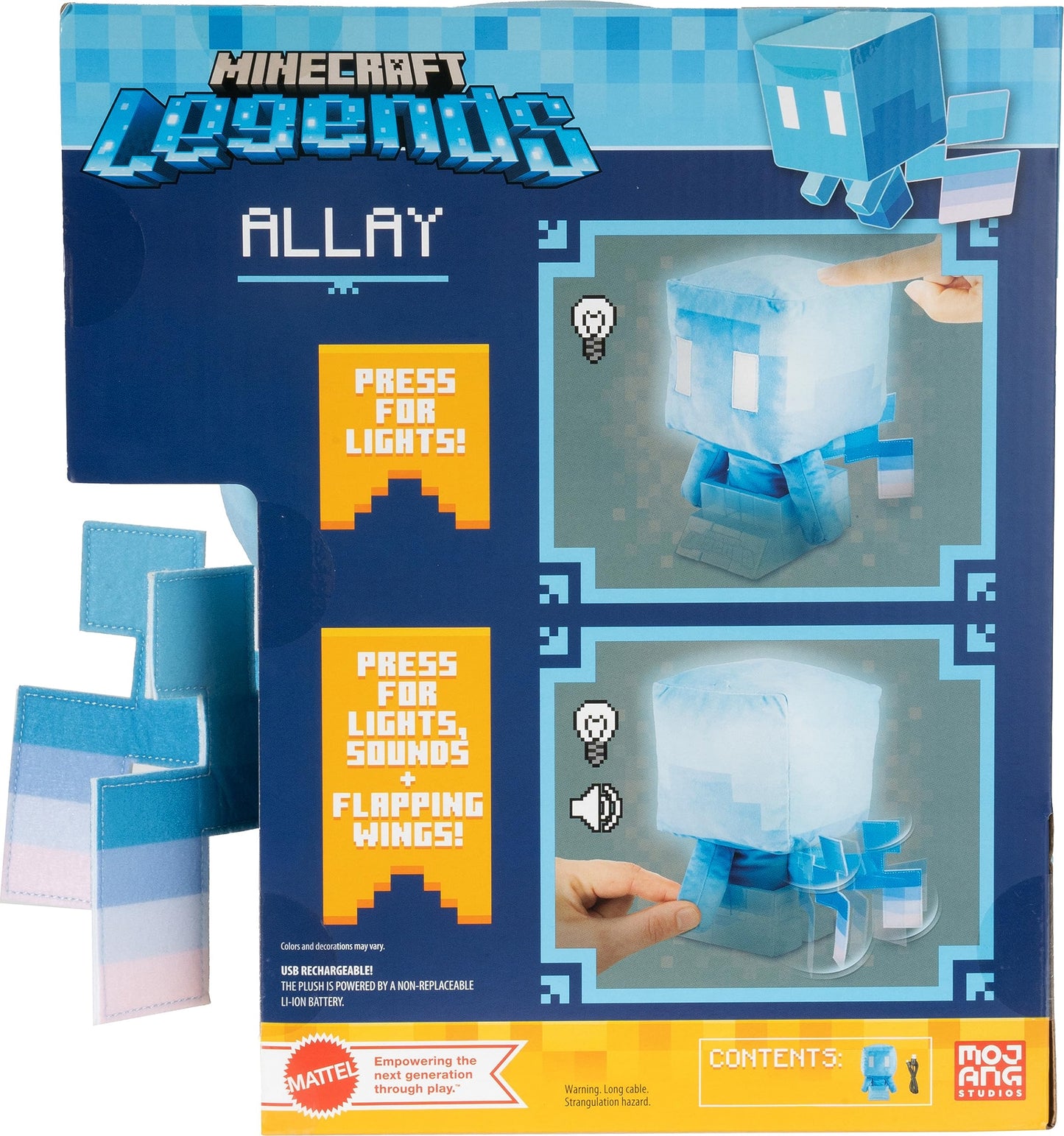 Mattel Minecraft Plush Allay with Lights, Sounds & Posable Wings, Includes Lamp Feature, Collectible Toy Inspired by The Video Game Character
