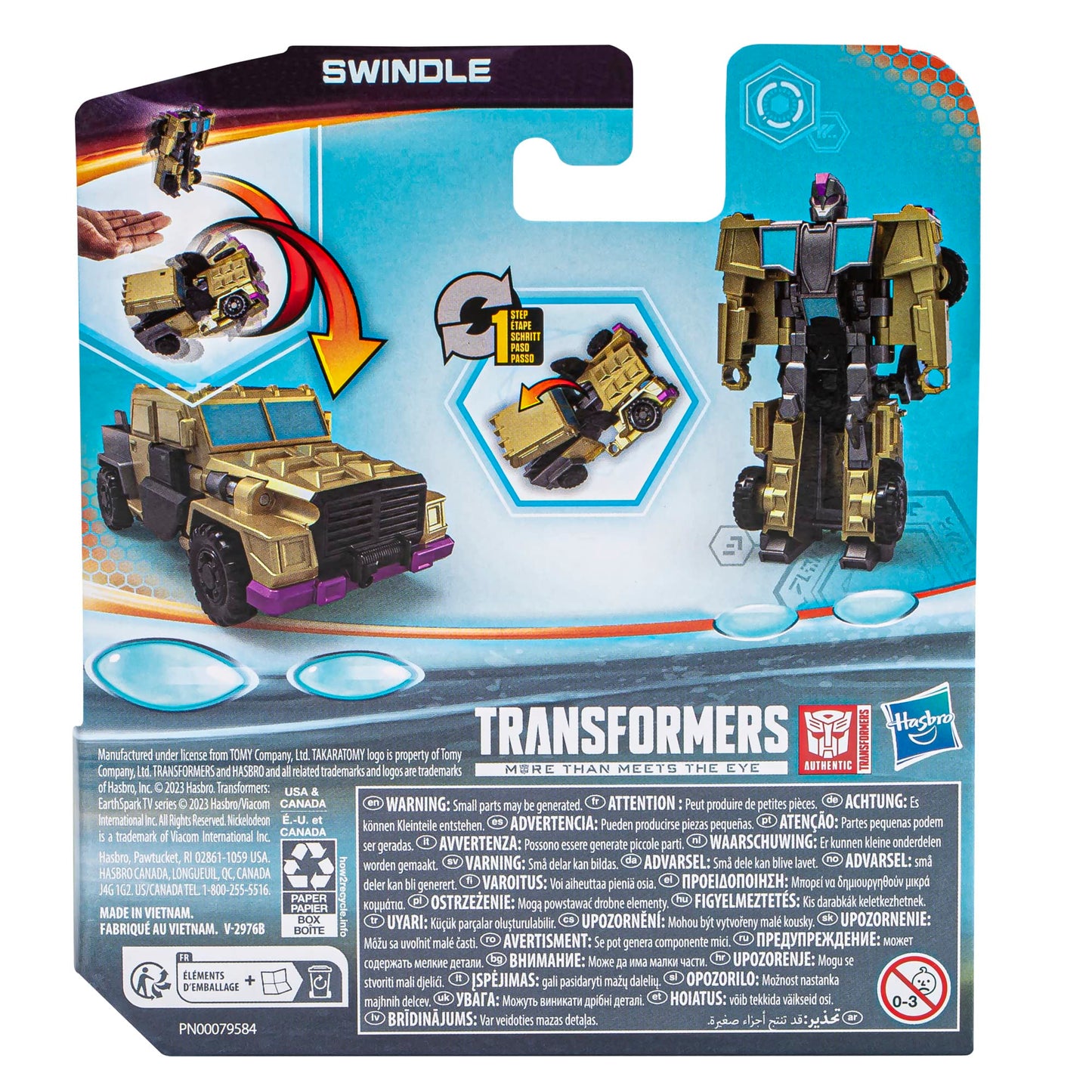 Transformers Toys EarthSpark 1-Step Flip Changer Swindle 4-Inch Action Figure, Robot Toys for Ages 6 and Up