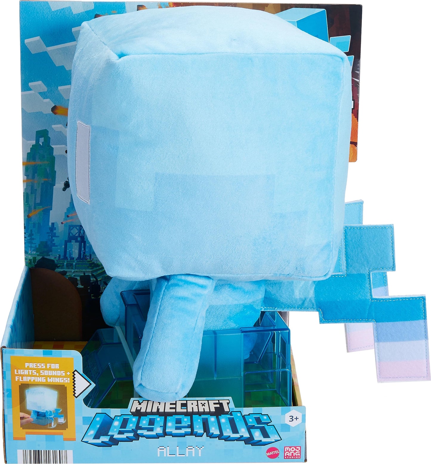 Mattel Minecraft Plush Allay with Lights, Sounds & Posable Wings, Includes Lamp Feature, Collectible Toy Inspired by The Video Game Character