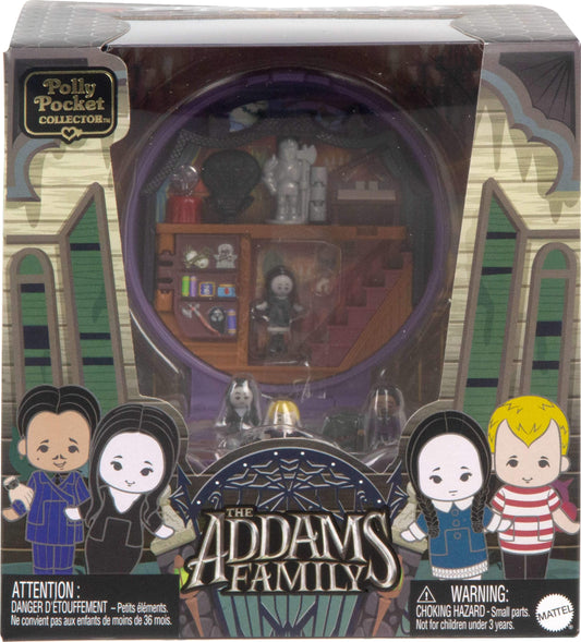 Polly Pocket Collector Playset, The Addams Family Compact with 4 Special Edition Character Dolls and 1 Accessory